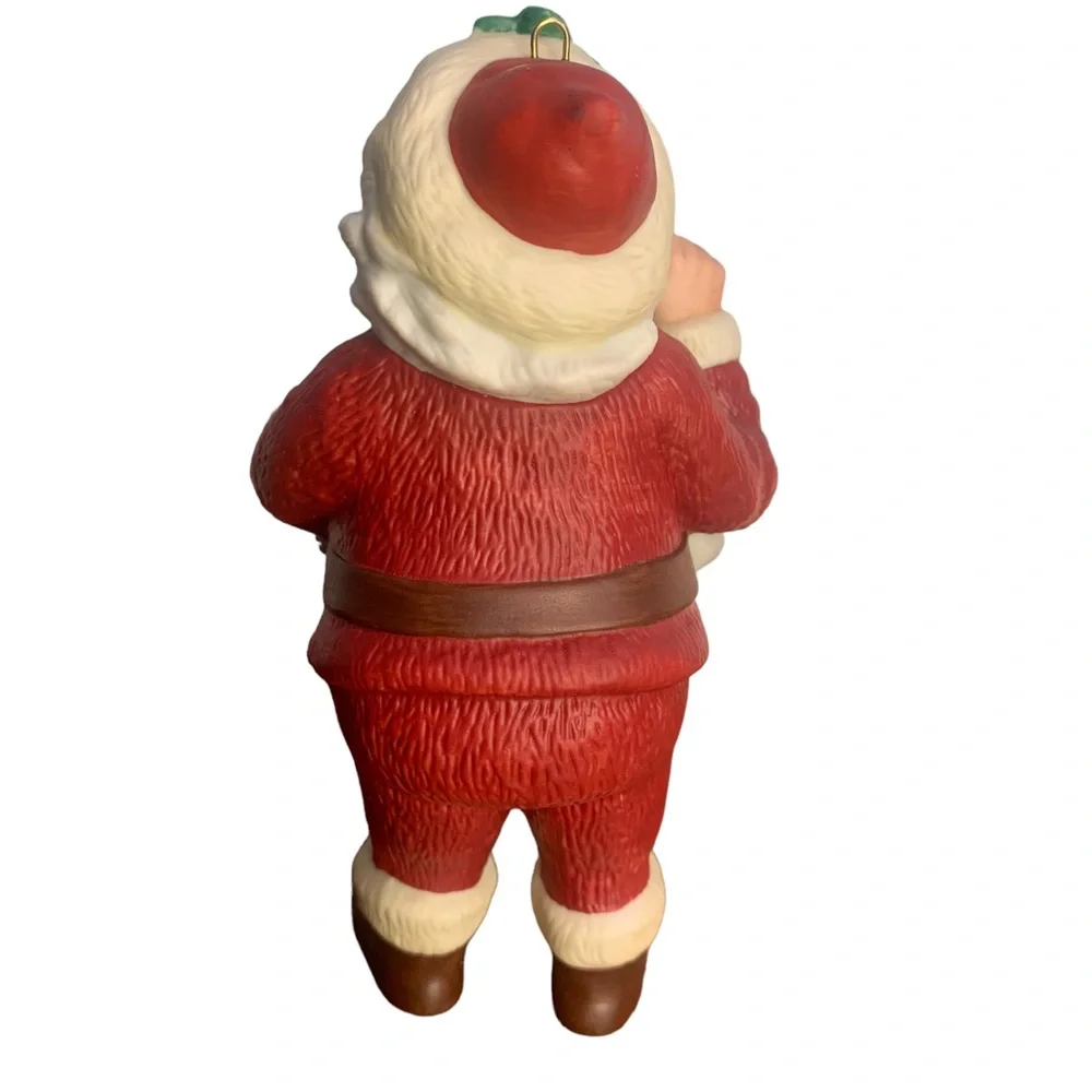 Vtg 80's Hallmark‎ 1986 Jolly St Nick Santa Figure Ornament Porcelain With Box